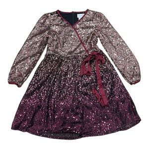 Blush by Us Angels Burgundy Sienna Sequin Dress Girls 12